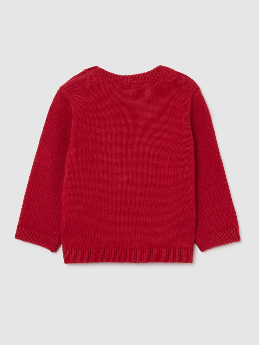 Maglione natalizio rosso da neonato in puro cotone regular fit_1