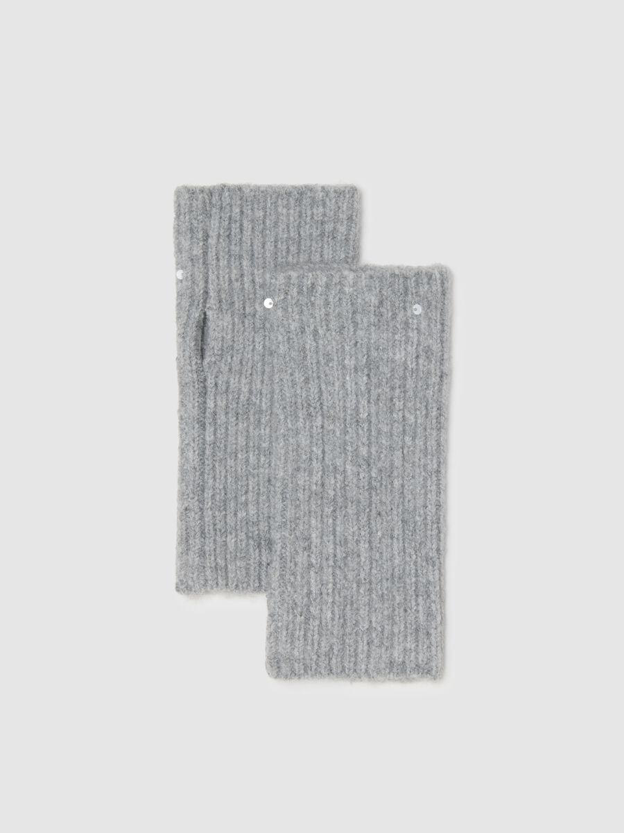 Grey Wrist Warmers with Sequins_0