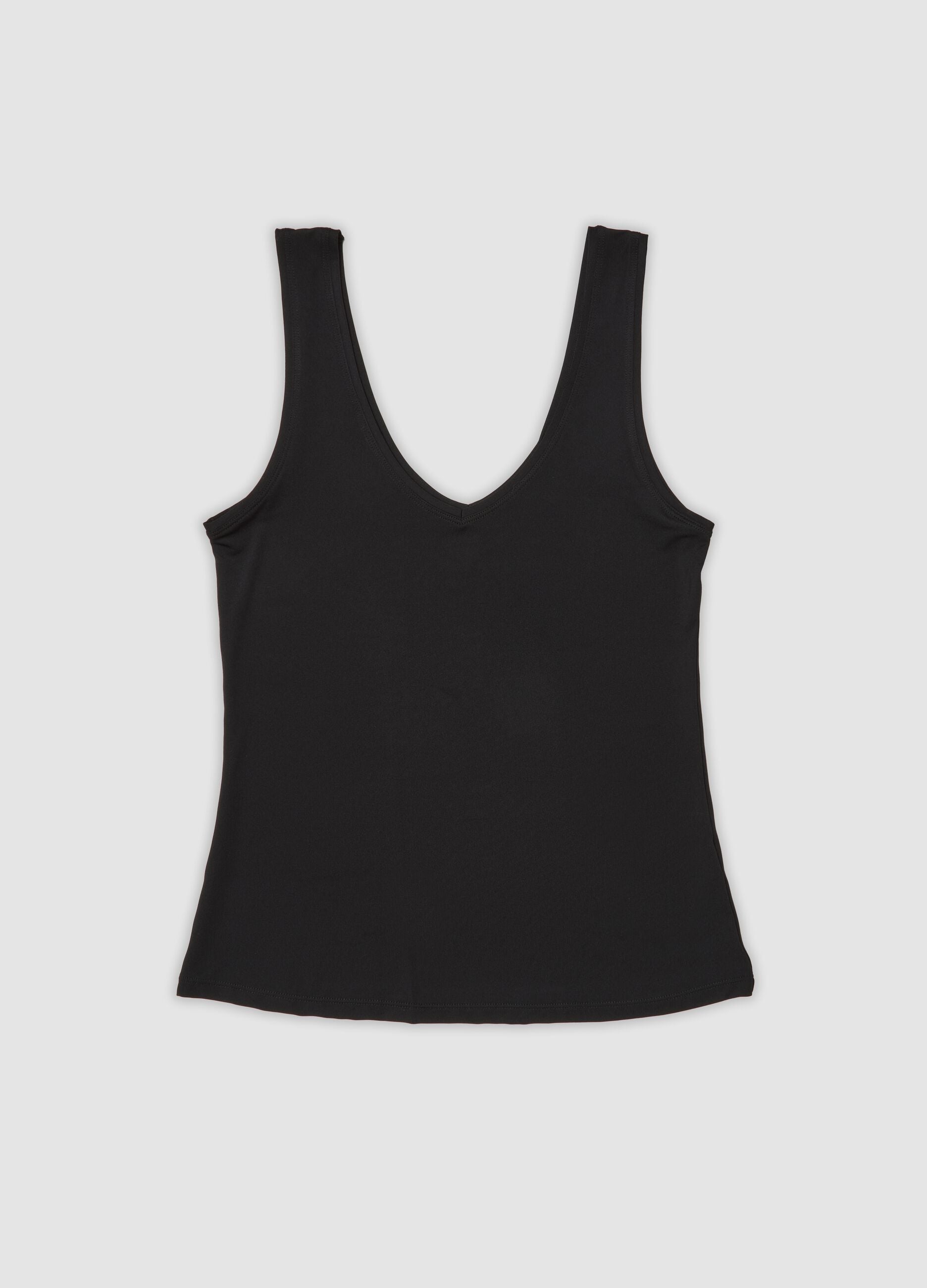 Black stretch vest top, regular fit