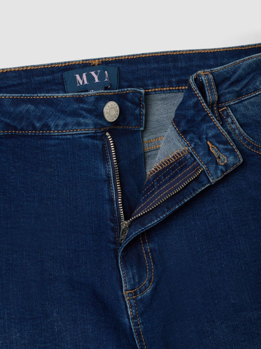 Jeans denim blu in cotone elasticizzato slim fit_5