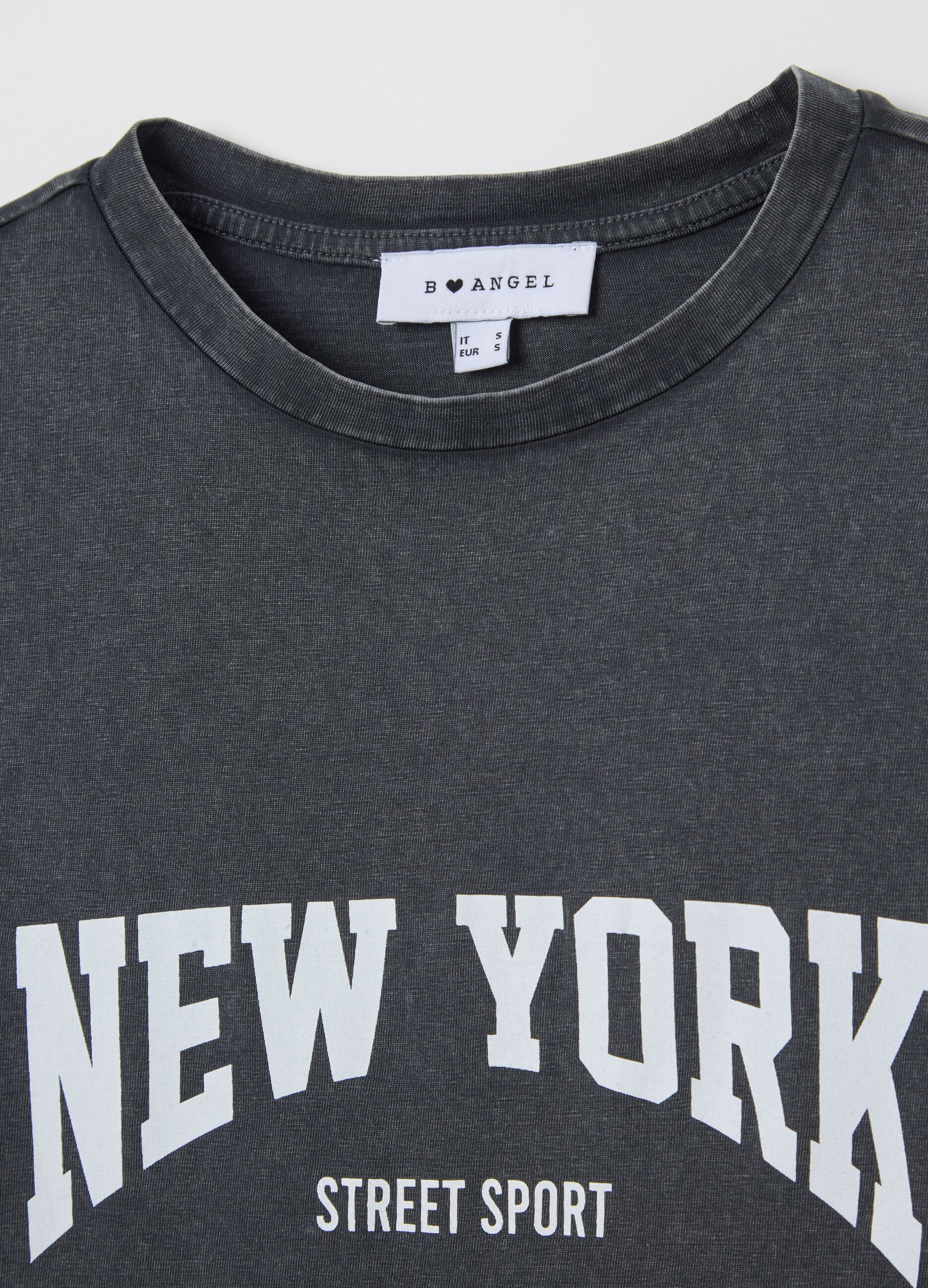 Black cotton T-shirt with city print