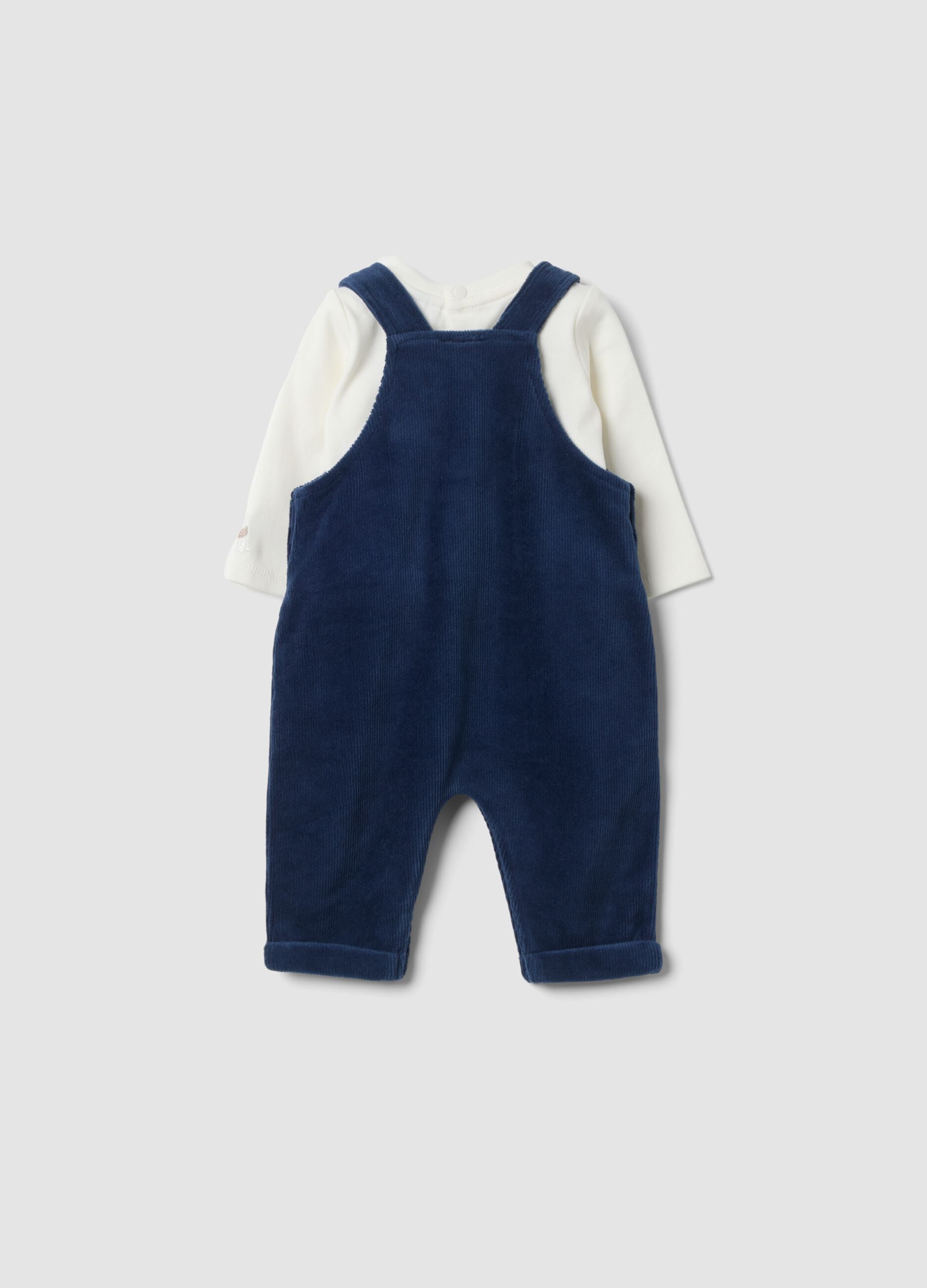 Completo blu in misto cotone organico due pezzi
