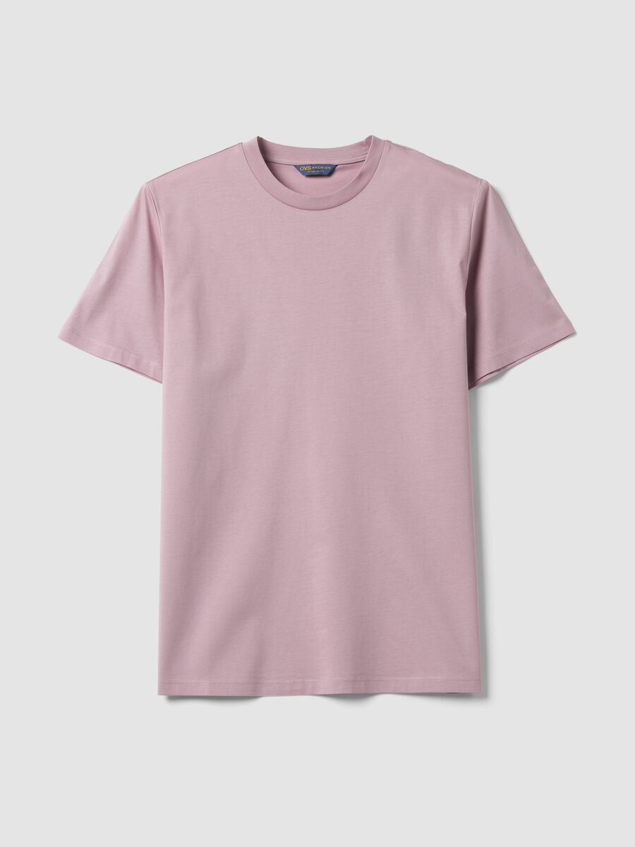 Purple mercerised pure cotton crew-neck T-shirt, regular fit_0