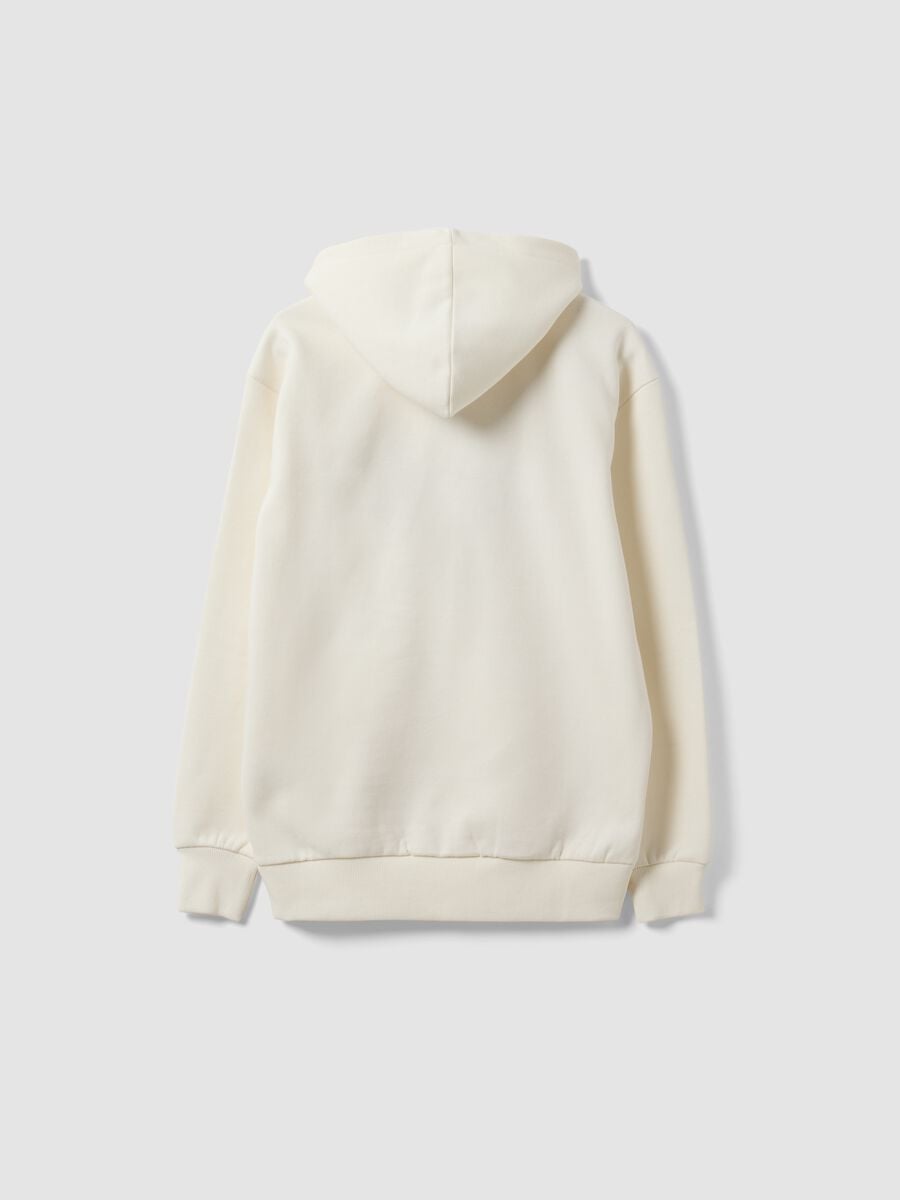 Felpa bianca con cappuccio in misto cotone e logo Chicago Bulls_1
