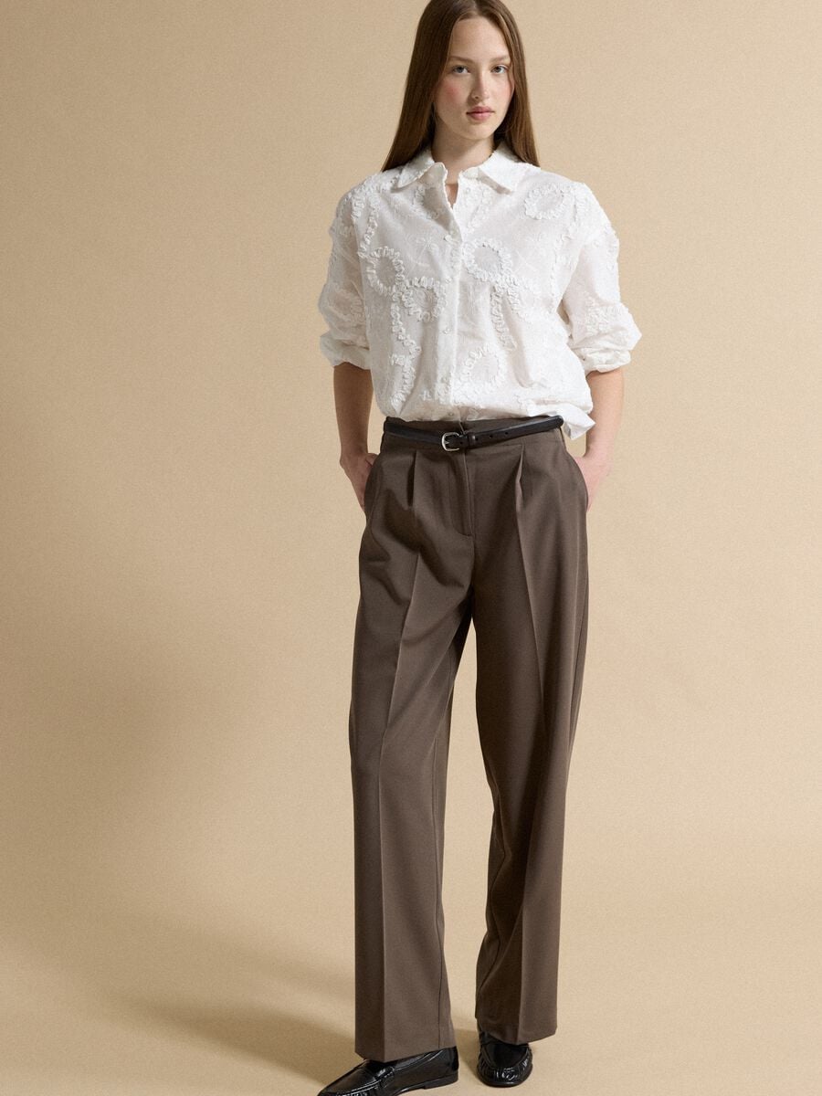 White pure cotton shirt with floral embroidery, regular fit_2