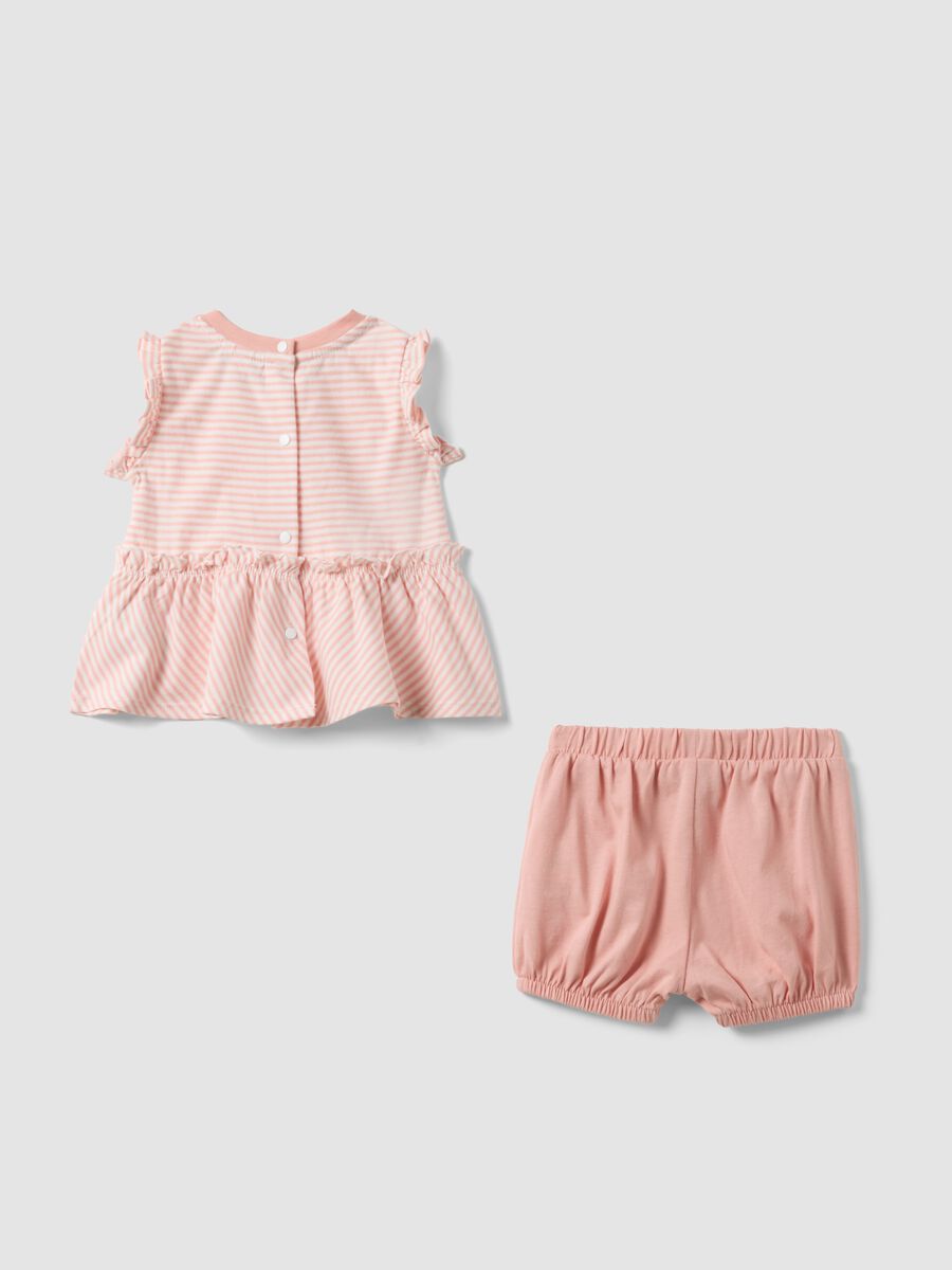 Multicolour pure cotton baby girl set with ruffles_1