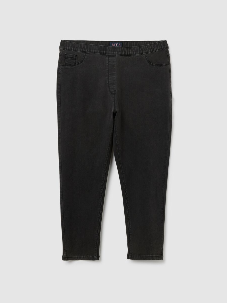 Women's black denim regular fit jeggings_4