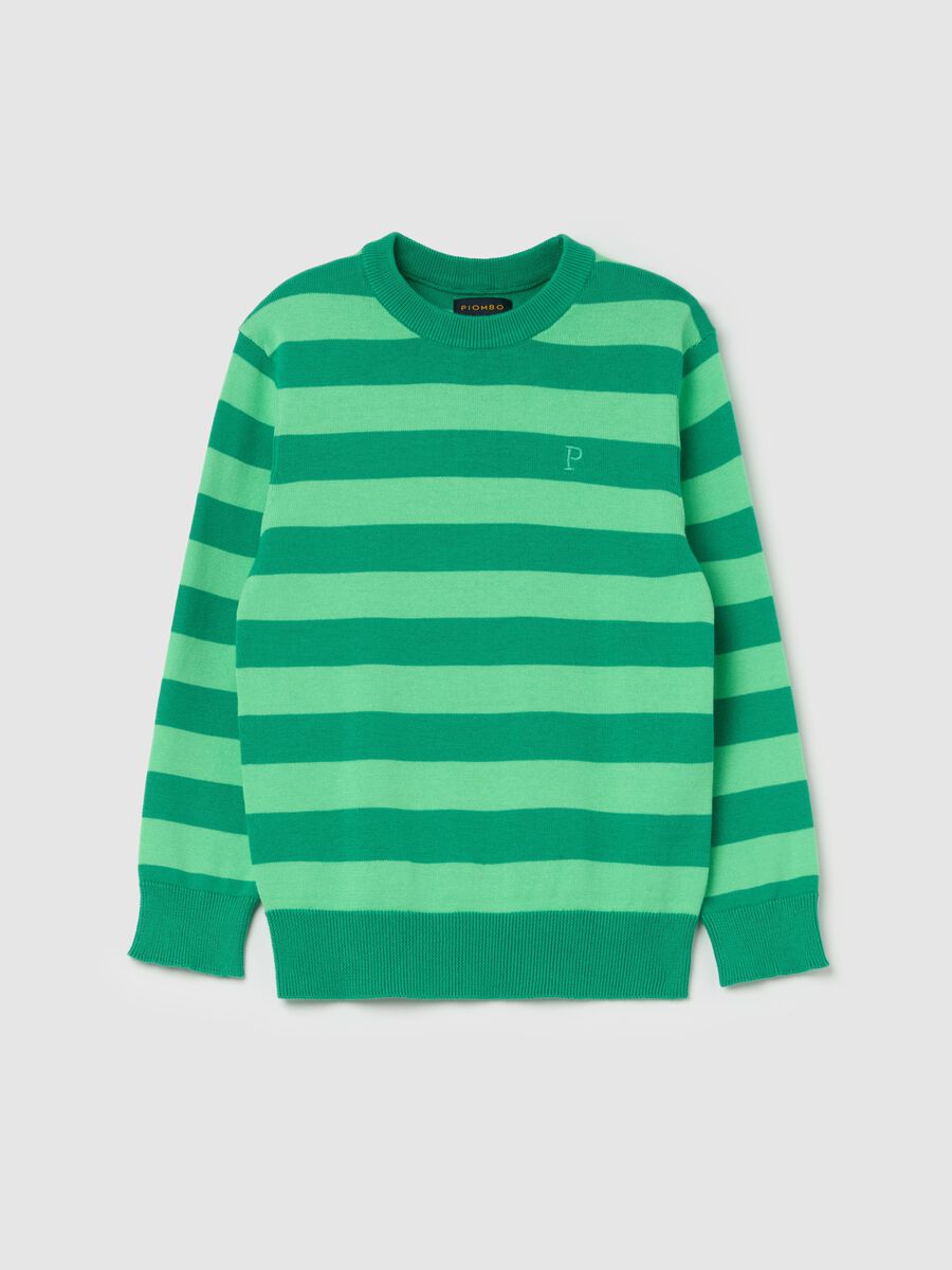 Striped cotton pullover with embroidered logo_3