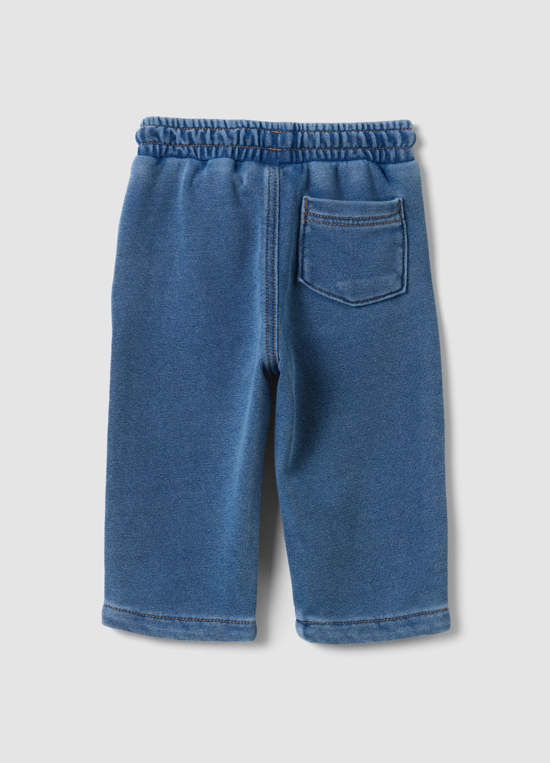 Pantaloni denim blu in misto cotone con vita elasticizzata per bimbo