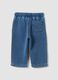 Pantaloni denim blu in misto cotone con vita elasticizzata per bimbo_1