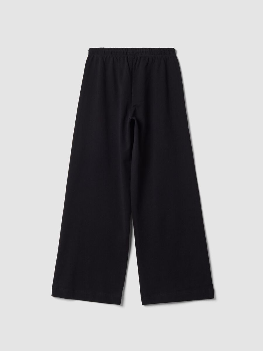 Pantaloni neri culotte in puro cotone_2