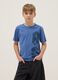 T-shirt in puro cotone blu da ragazzo regular fit con stampa_0