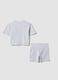 Grey cotton-blend set with T-shirt and shorts_1