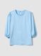 Blue long-sleeve regular fit top with teardrop closure_0