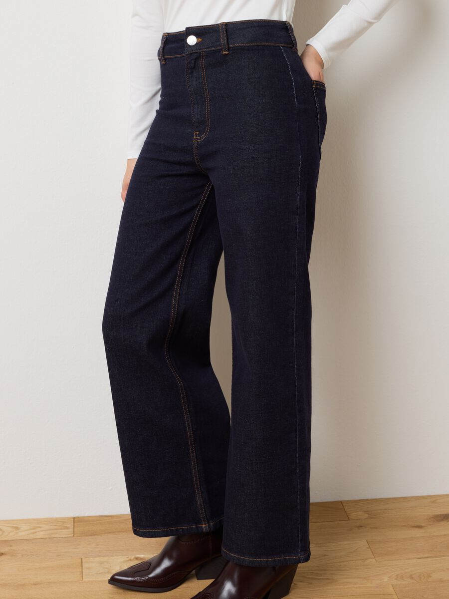 Wide Leg Blue Denim Jeans_3