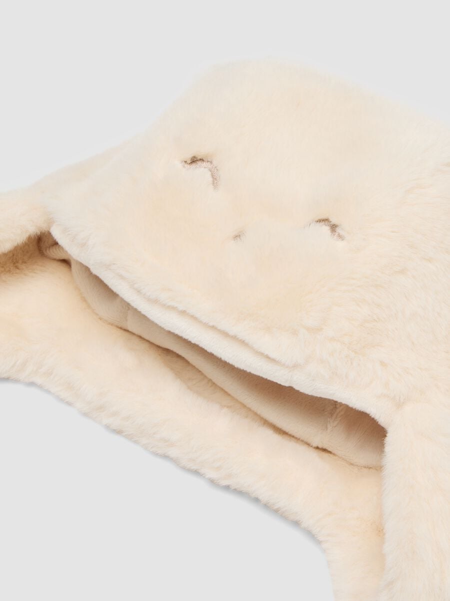 Blush pink teddy-effect hat with ears_2