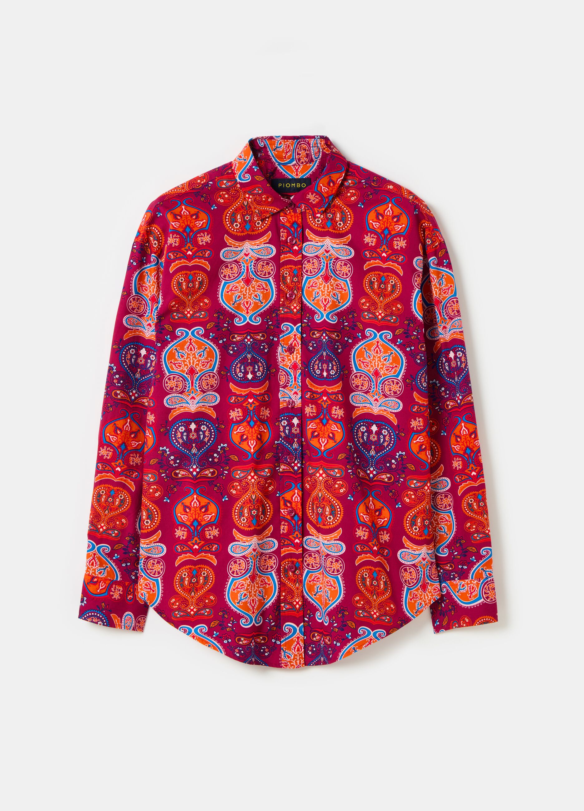 Cotton shirt with folk print