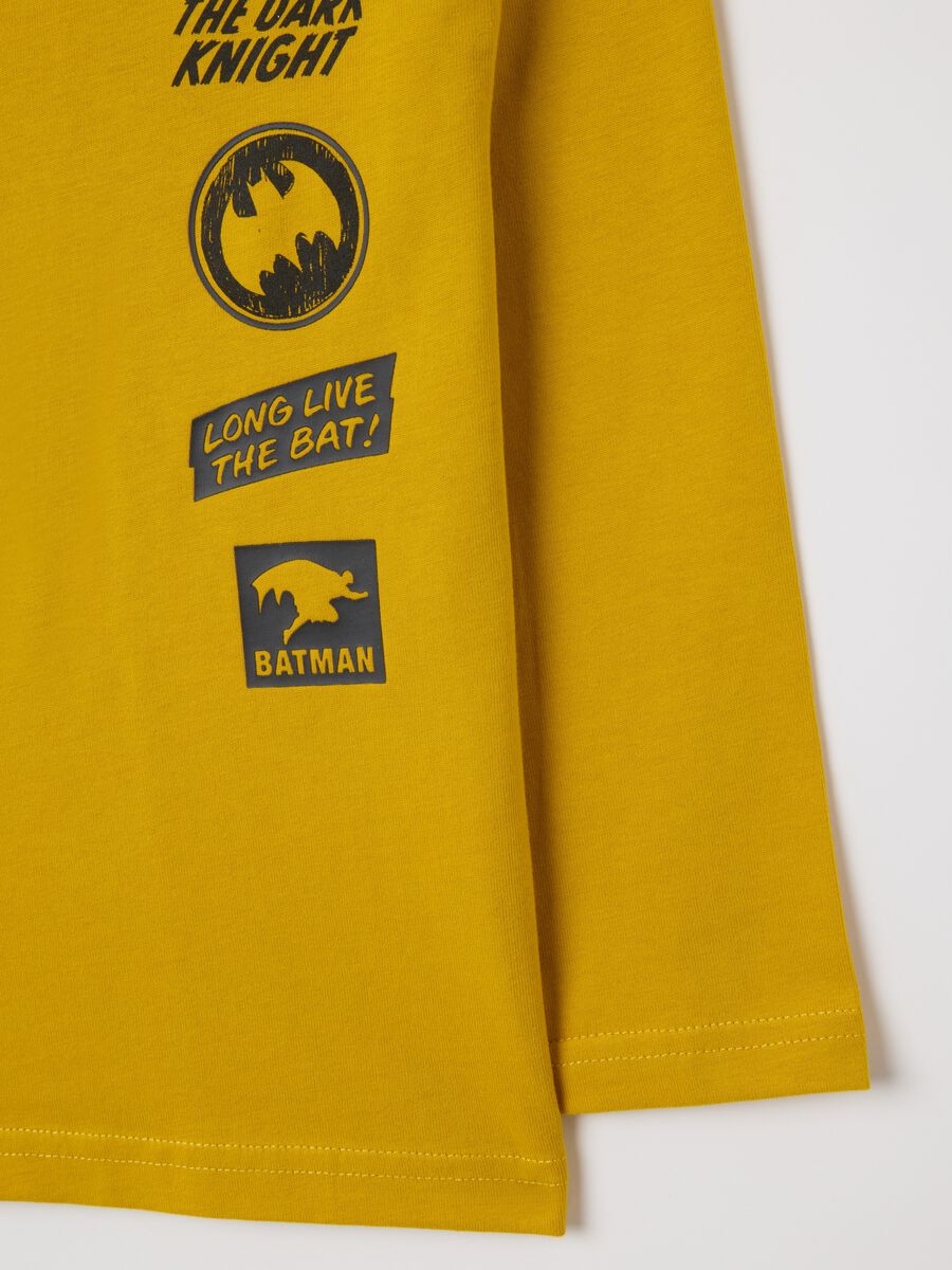 Yellow regular fit pure cotton kids' T-shirt with Batman print_3