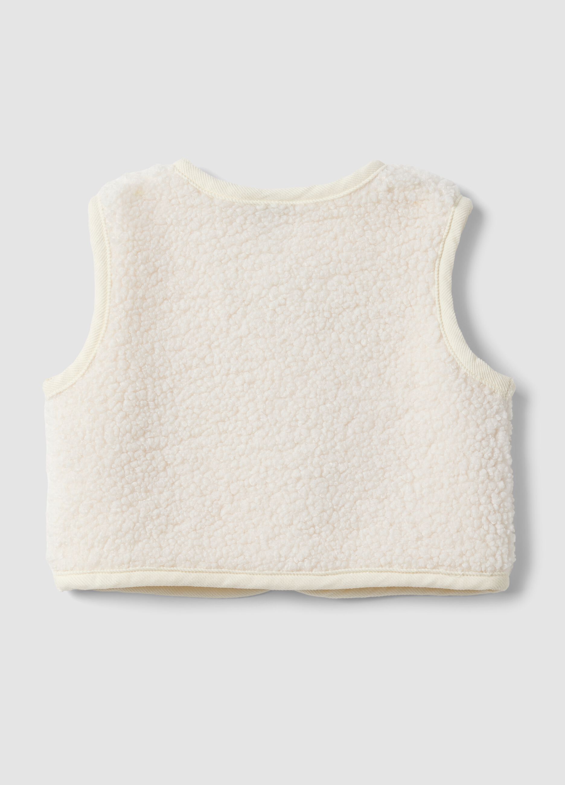 White teddy-effect gilet, regular fit