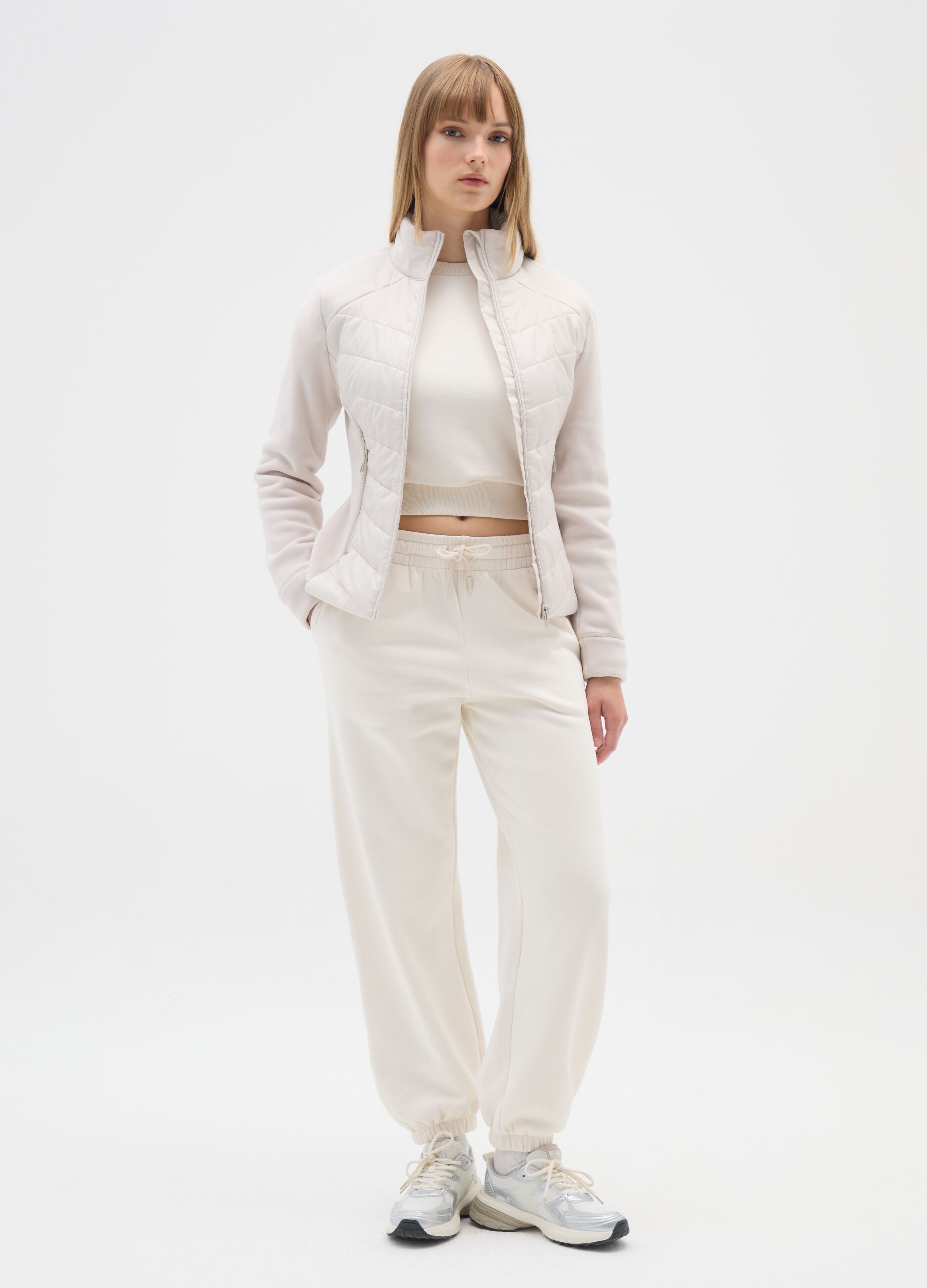 Giacca beige con zip