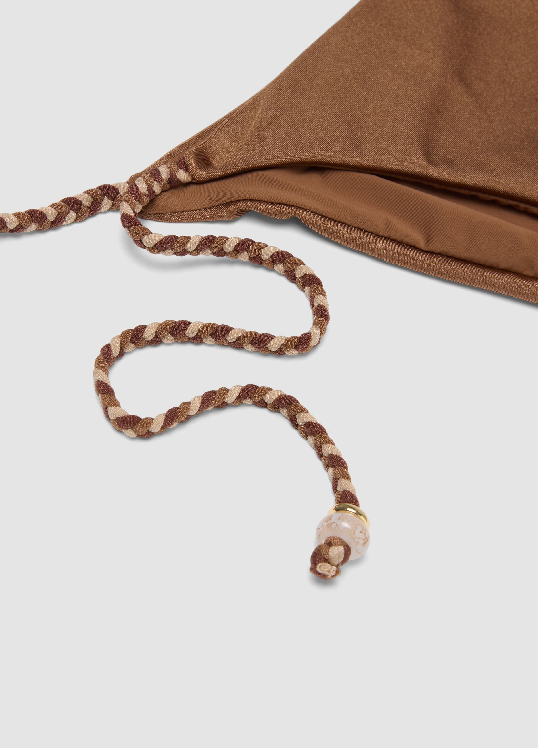 Brown bikini briefs in stretch fabric with tie sides