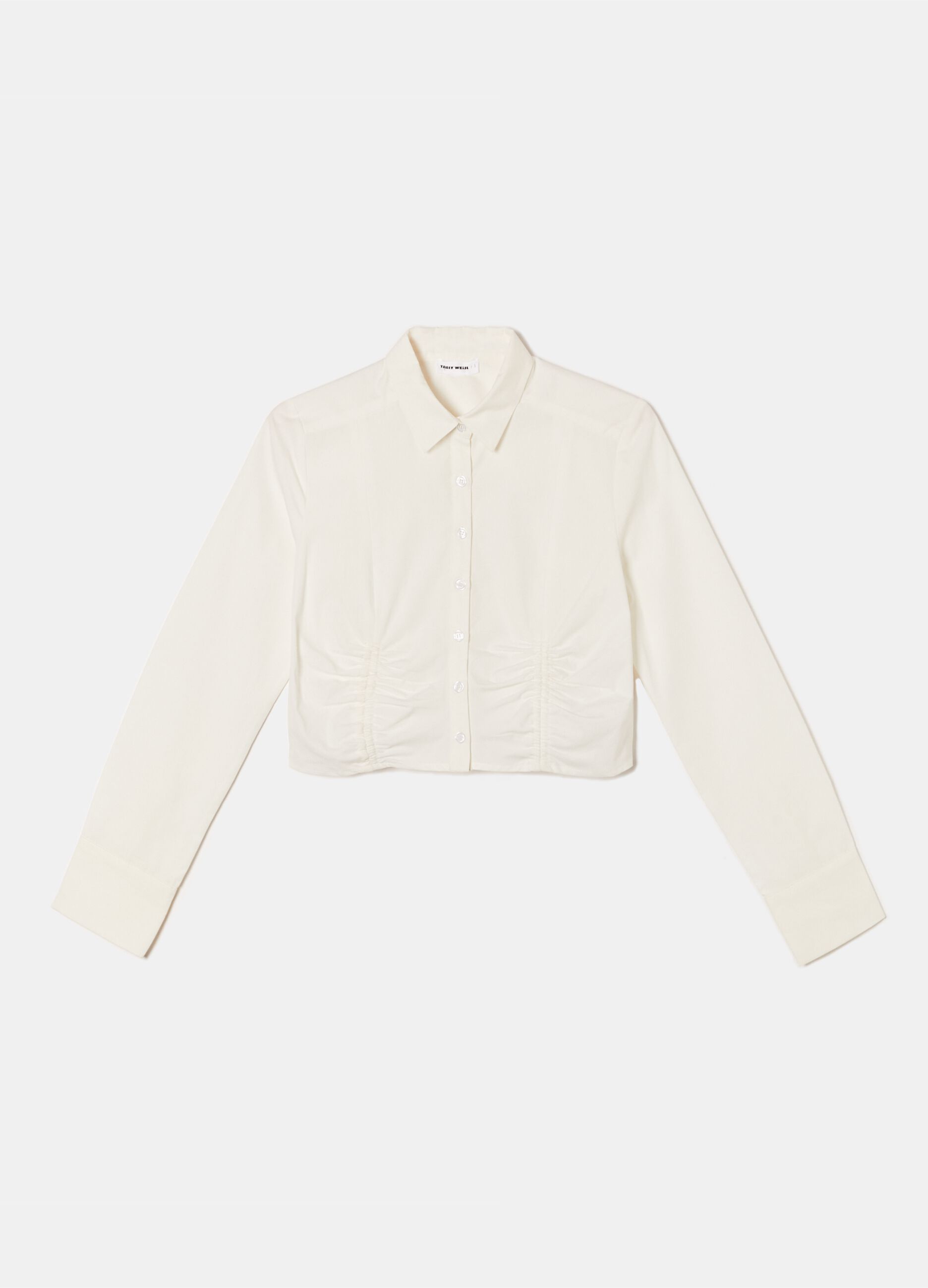 Cropped shirt with gathering