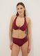 Red stretch triangle bikini top with central buckle_1