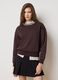 Brown cotton blend regular fit sweatshirt with embellished crew neck_2