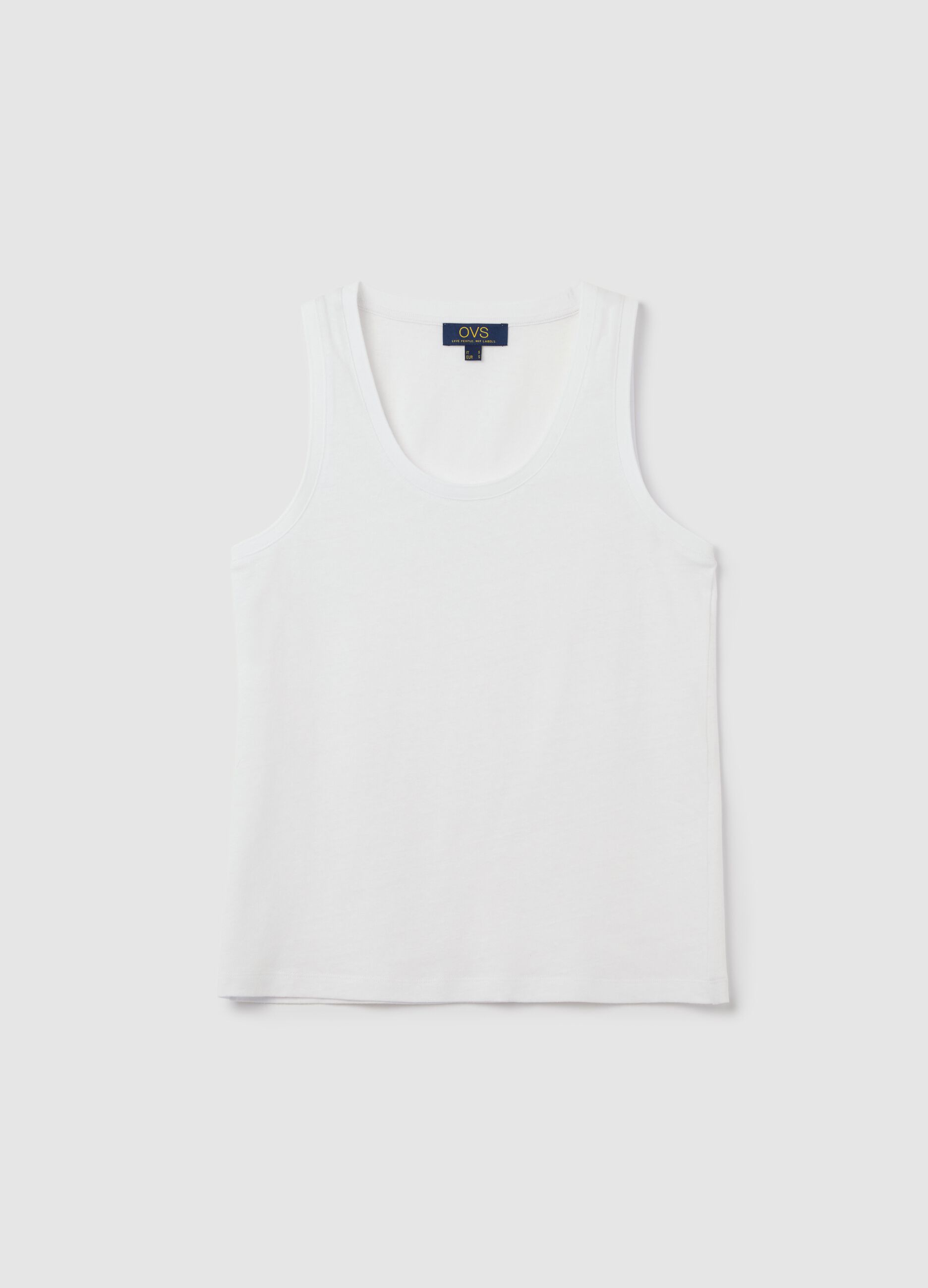 White Cotton and Linen Tank Top by Ovs