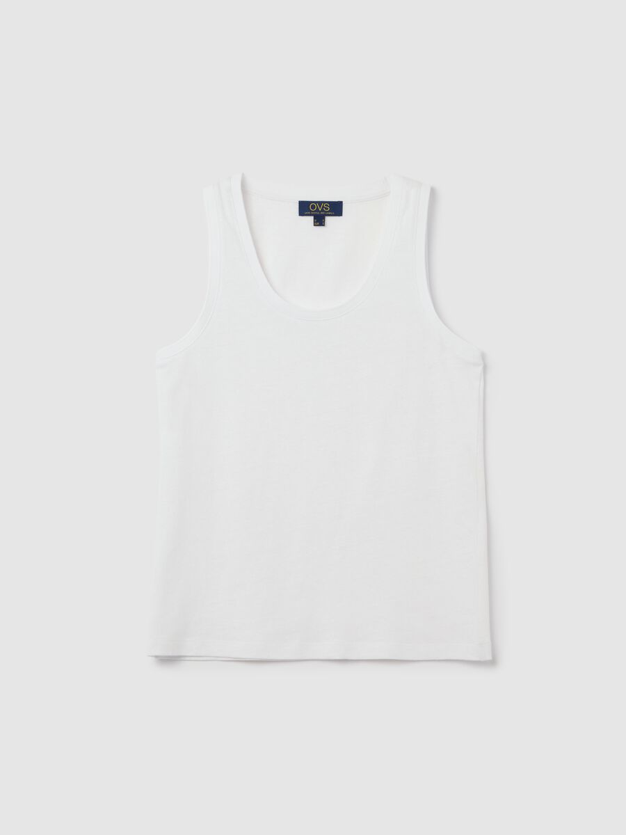 White Cotton and Linen Tank Top by Ovs_4