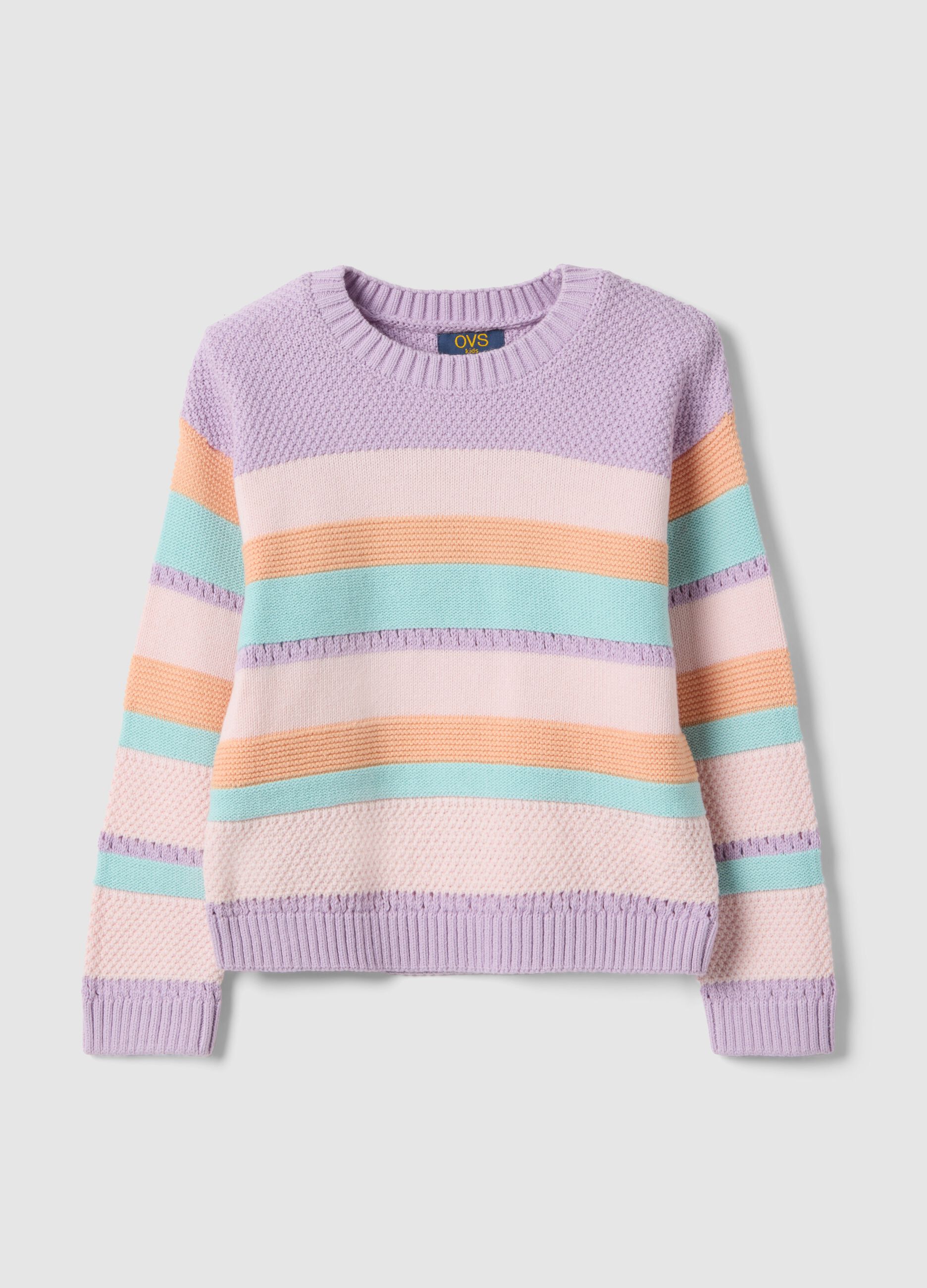 Children's regular-fit multicolour striped pure cotton jumper