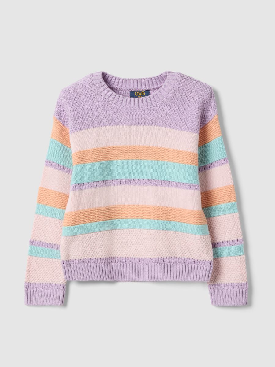 Children's regular-fit multicolour striped pure cotton jumper_0