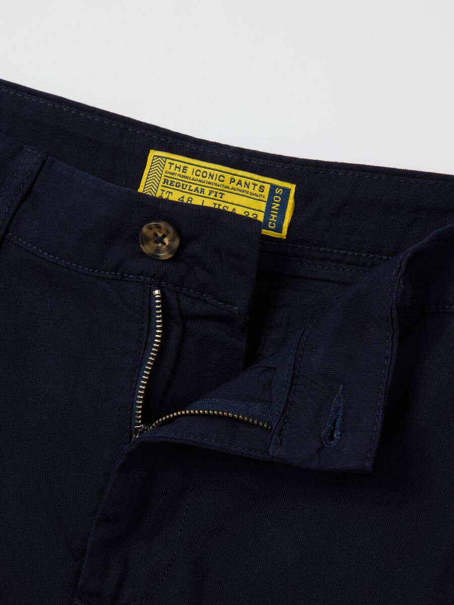 Blue Cotton Chino Shorts_5