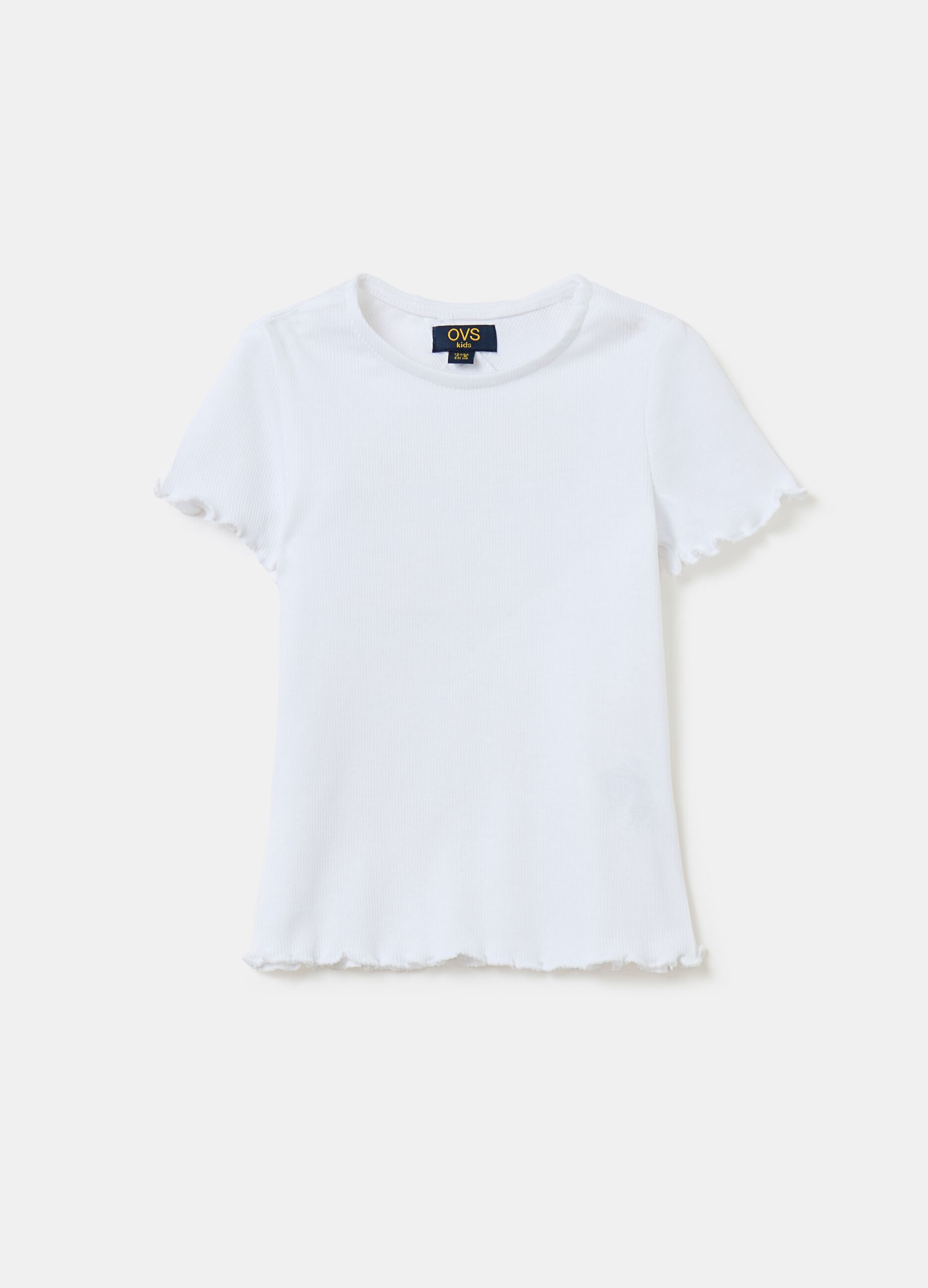 Ribbed T-shirt with opening
