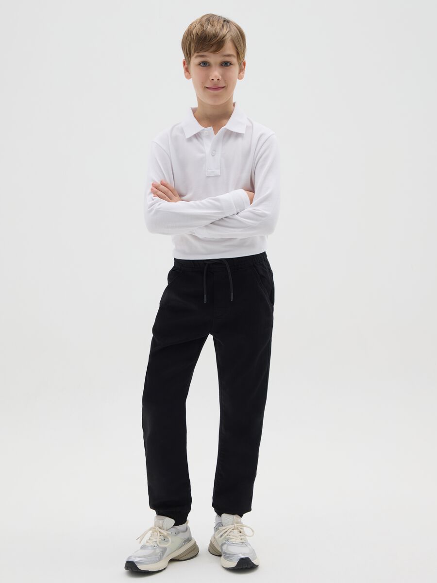 Boys' black elasticated denim joggers regular fit_1