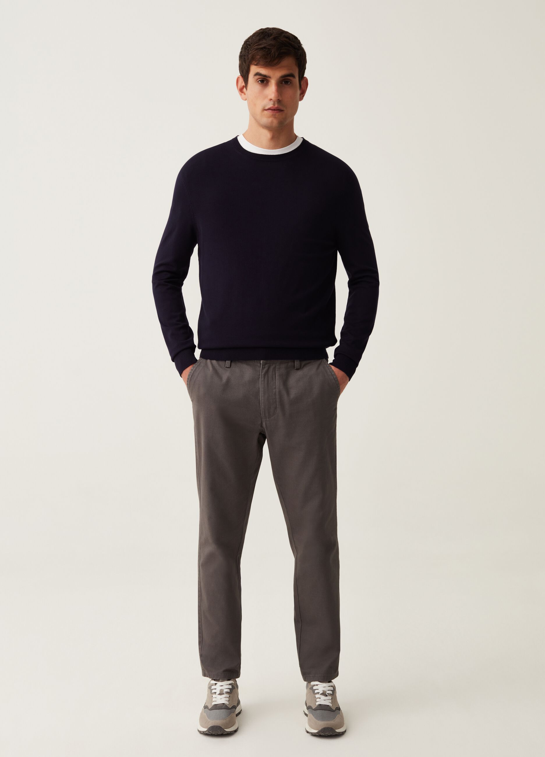 Pantalone chino in twill di cotone_0