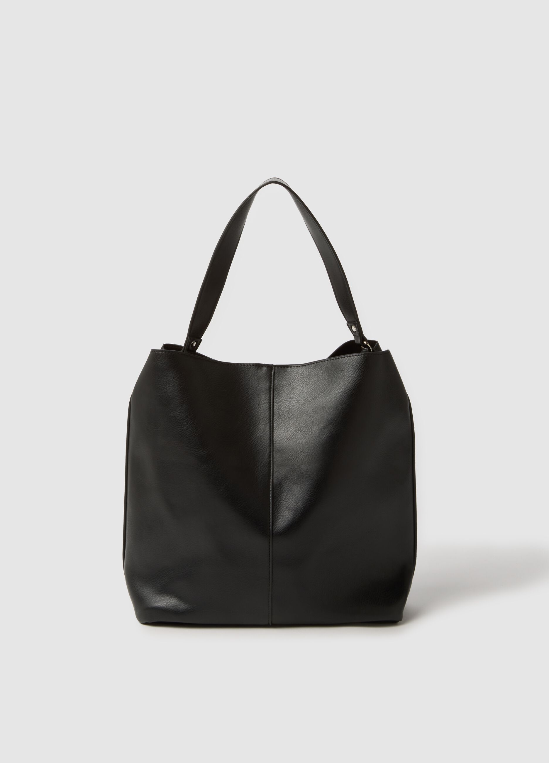 Black shoulder bag with wide handle