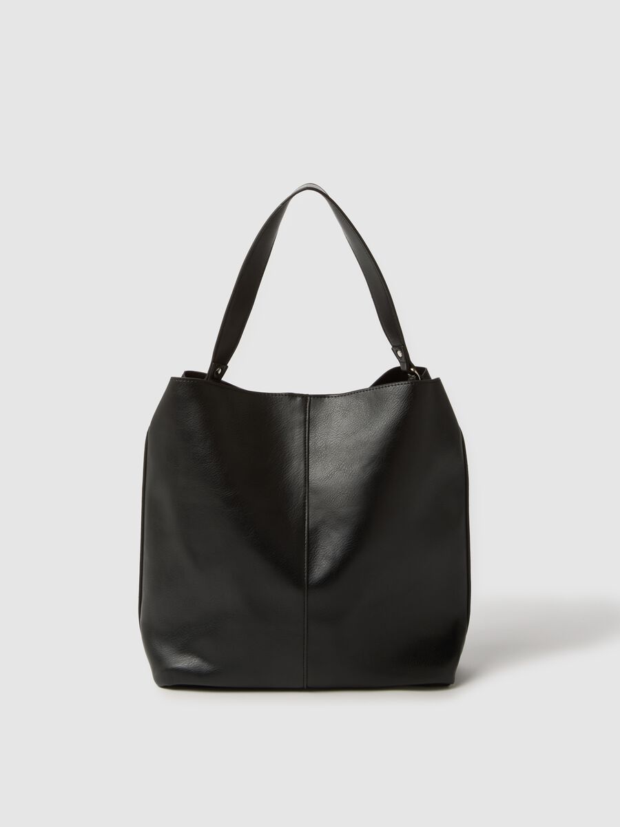 Black shoulder bag with wide handle_0