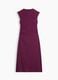 Red stretch-cotton midi dress with side slit_3