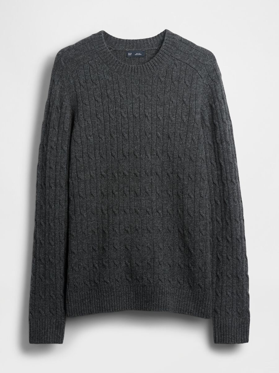Grey knit sweater in wool and polyamide_3