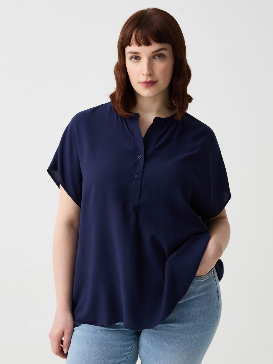 Blusa in viscosa con bottoni Curvy_0