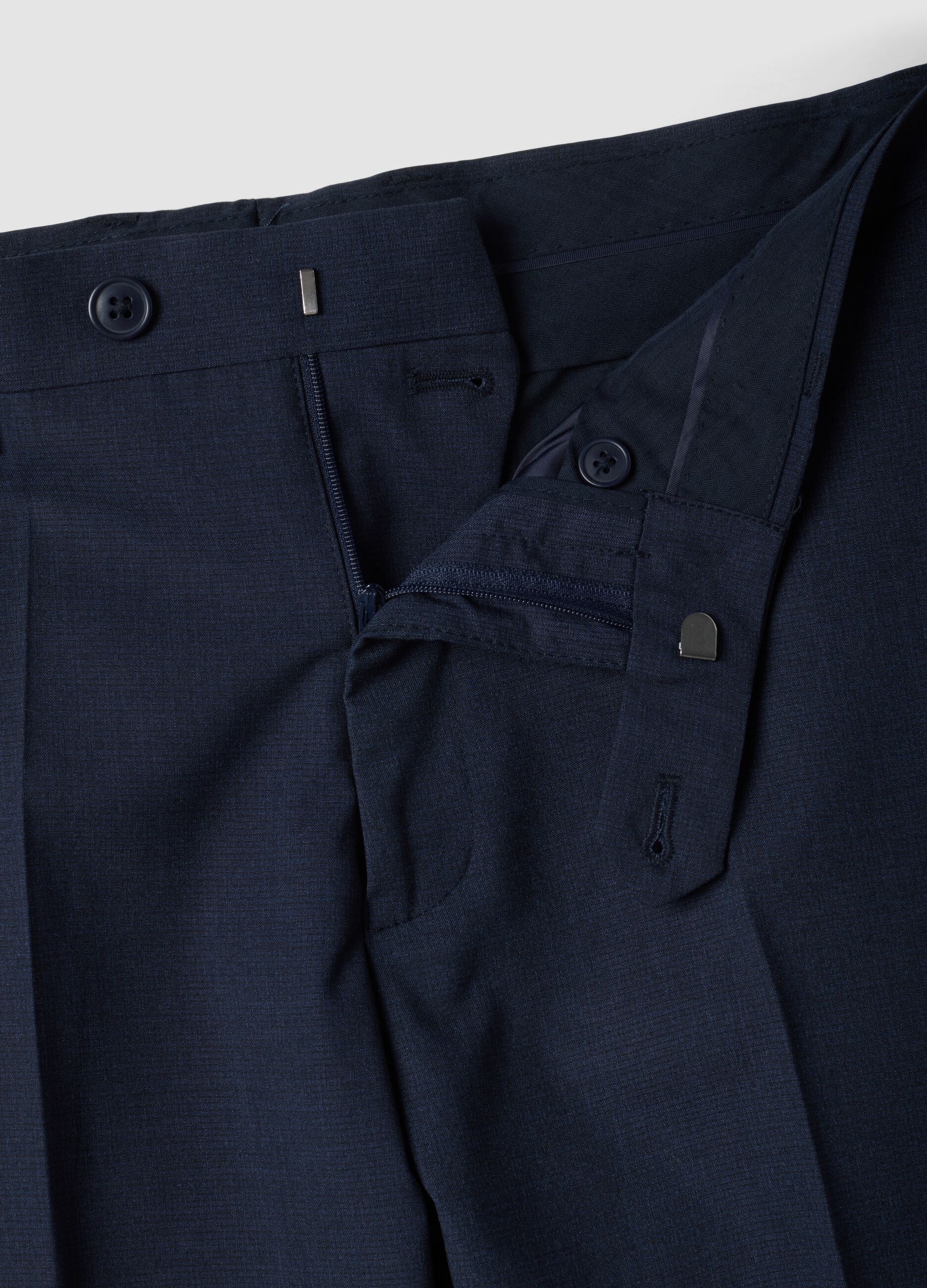 Blue regular-fit stretch viscose trousers