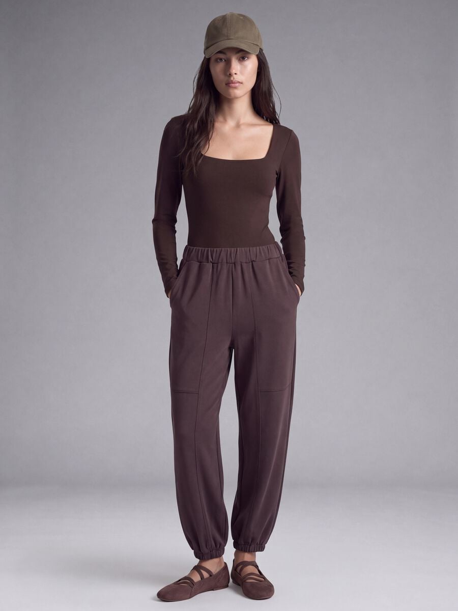 Pantaloni sportivi viola in viscosa elasticizzato_0