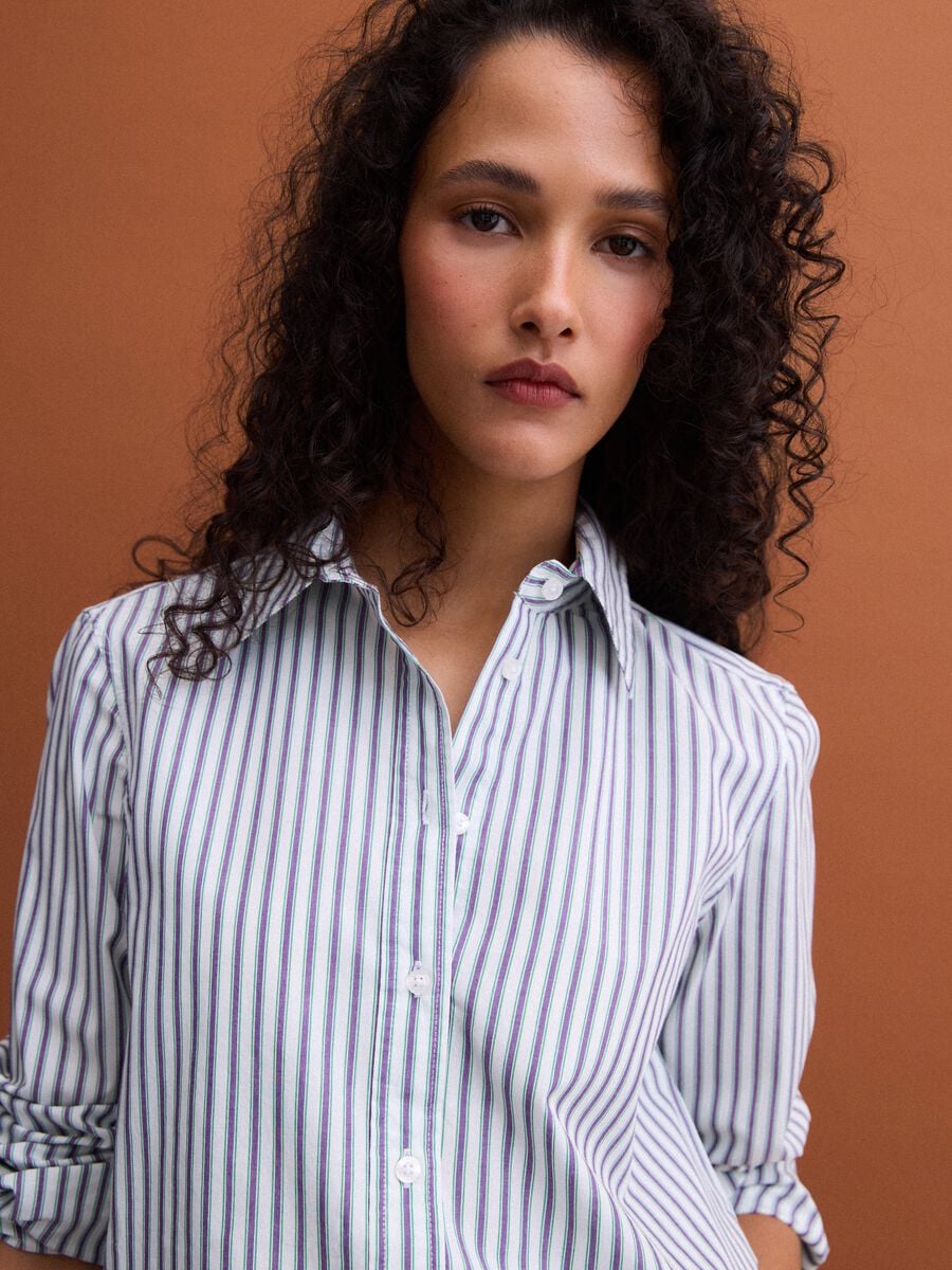 Camicia bianca a righe viola in popeline regular fit_3