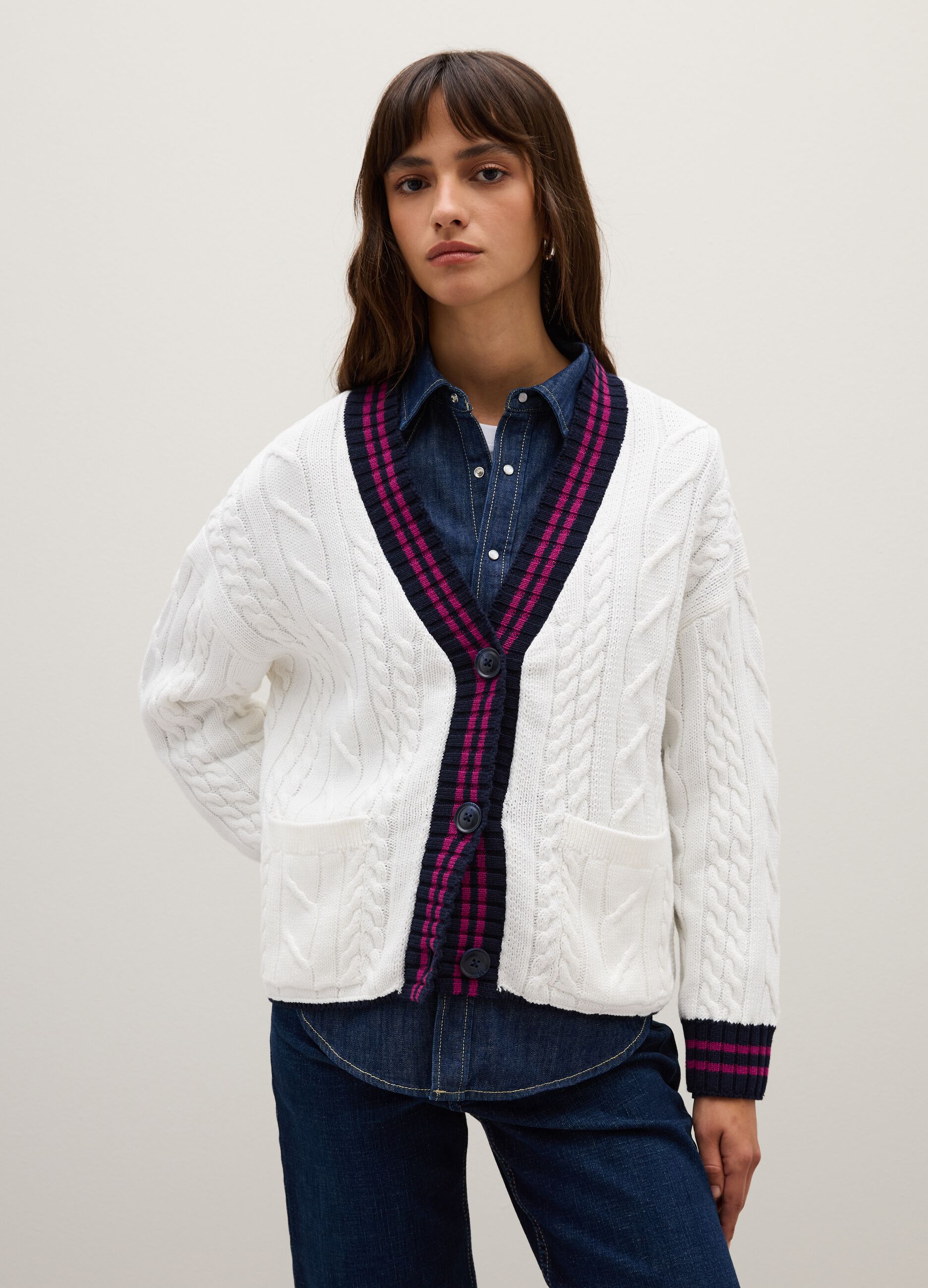 Multicolor pure cotton cardigan regular fit