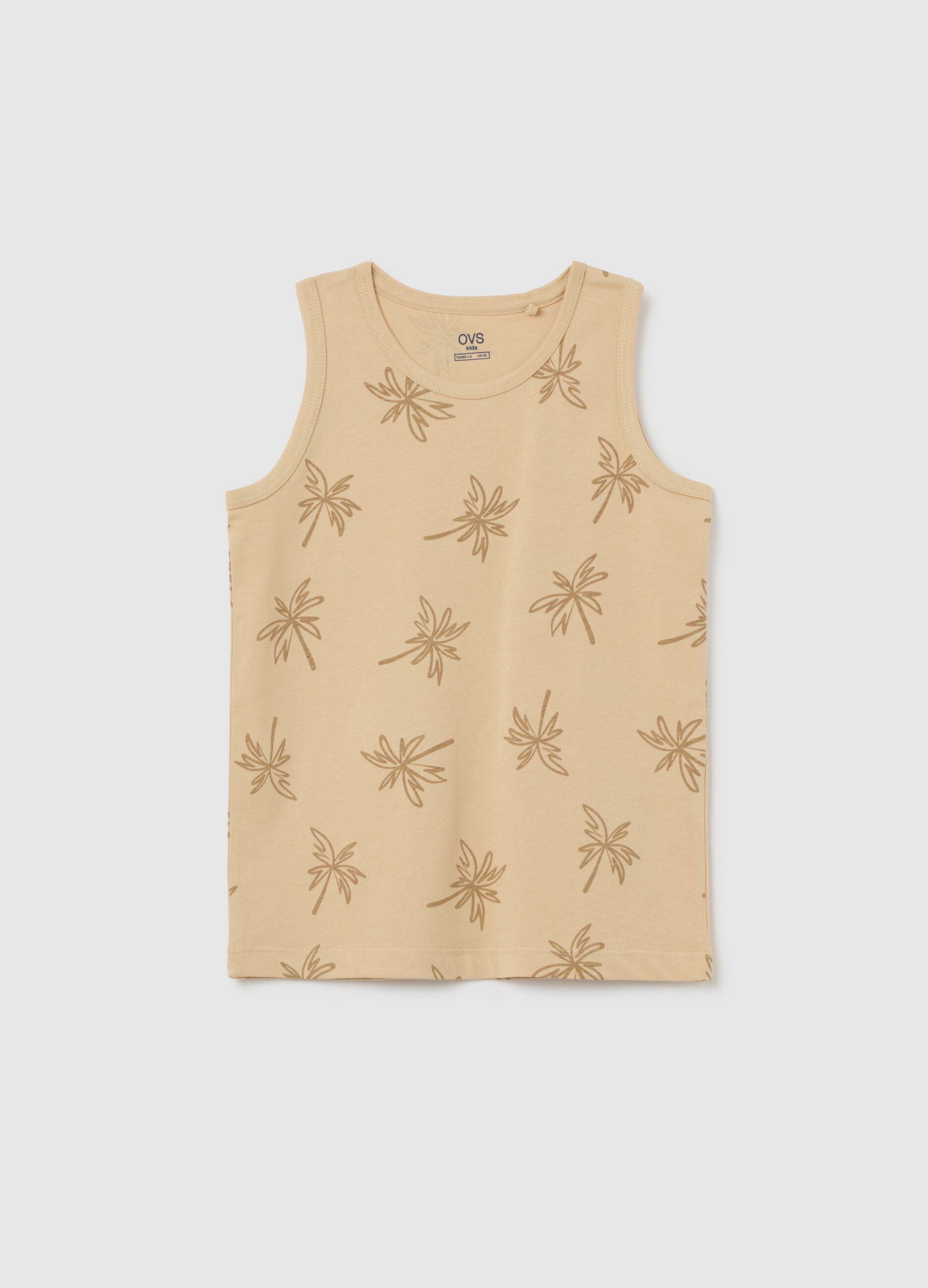 Multicoloured regular fit pure cotton kids' vest with print