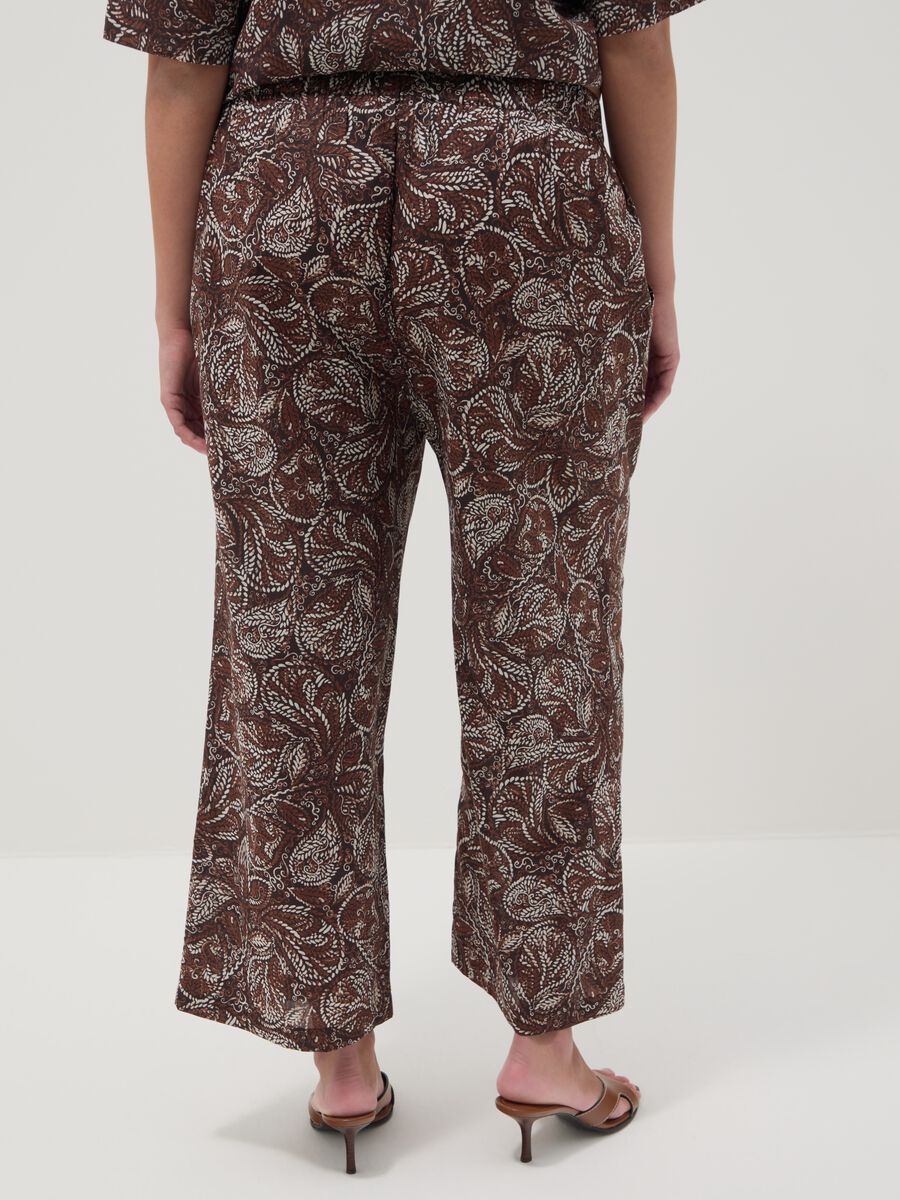 Brown wide-leg trousers in pure cotton_3