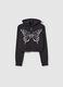 Full-zip sweatshirt with hood and butterfly print_0