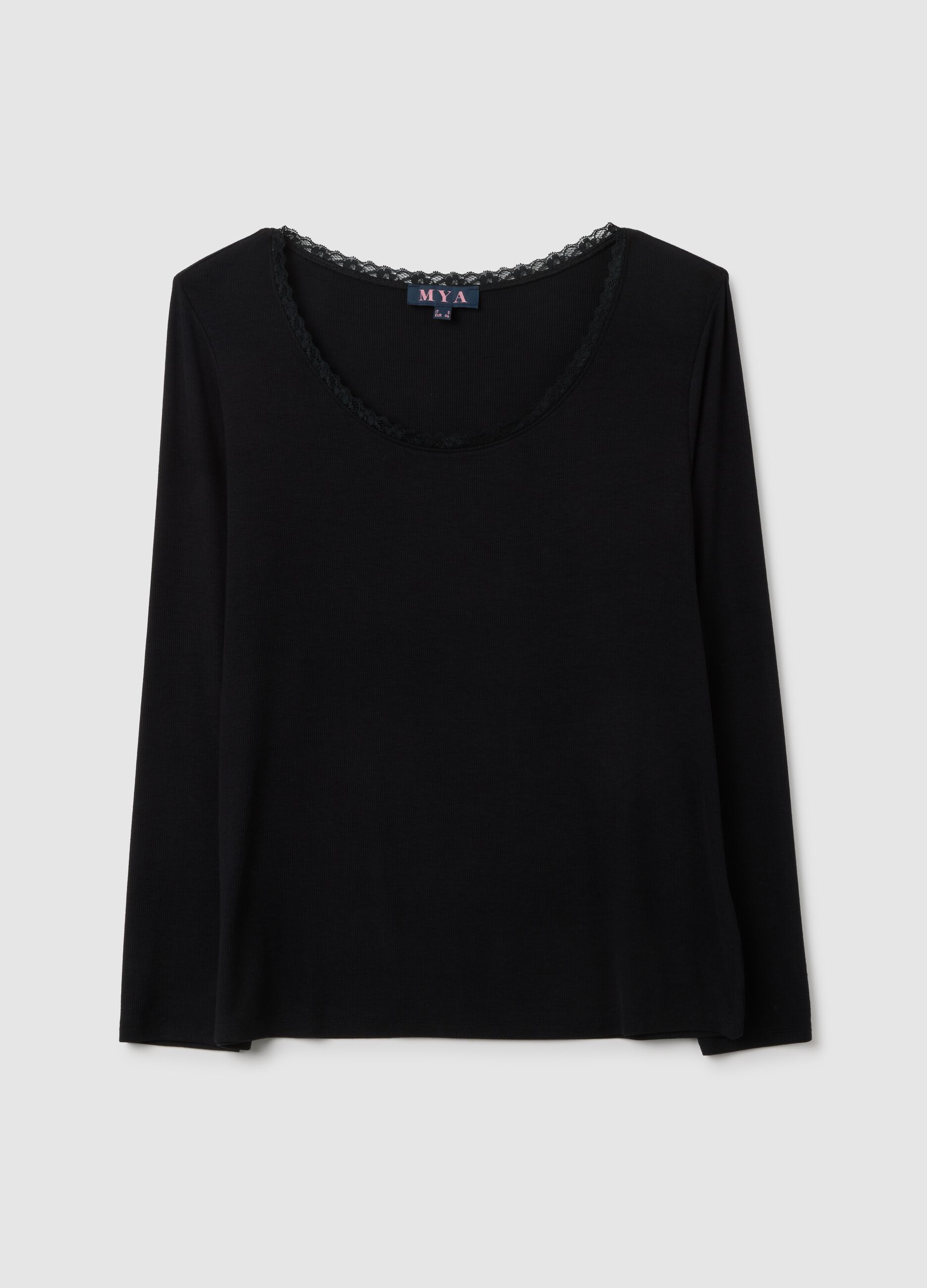 T-shirt a maniche lunghe nera regular fit