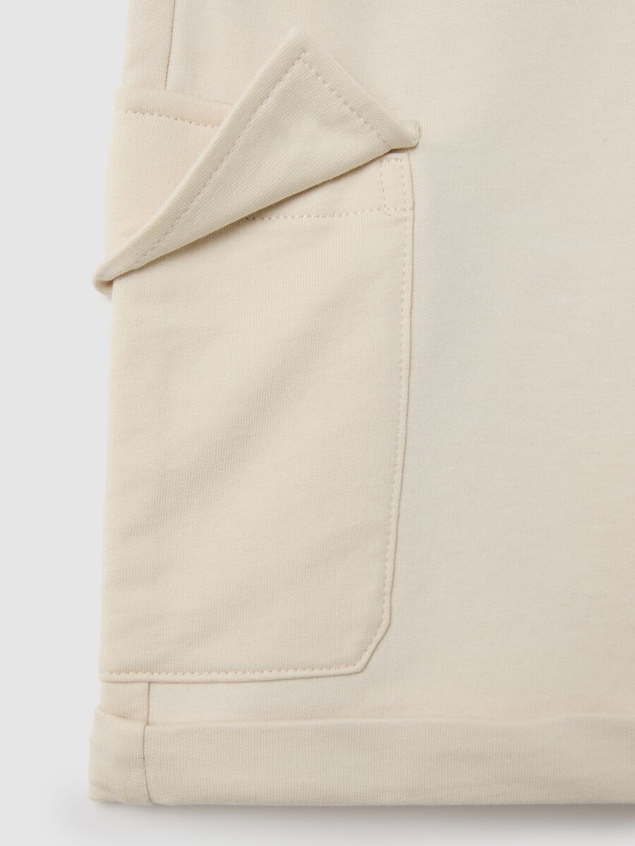 Beige Cotton Shorts for Boys_2